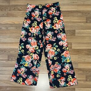 Navy and Floral Women’s wide leg lounge pants - size S